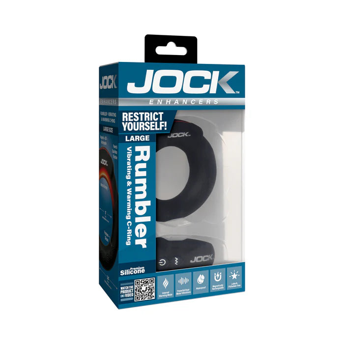 Jock Rumbler Vibrating & Warming Rechargeable Silicone C-Ring 2in with Remote