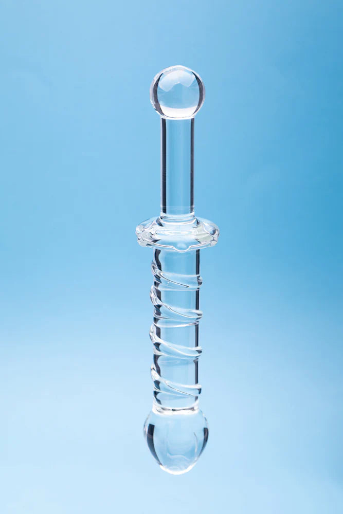 Clarity Elysian Swirl – Handblown Spiral Glass Dildo for Temperature Play