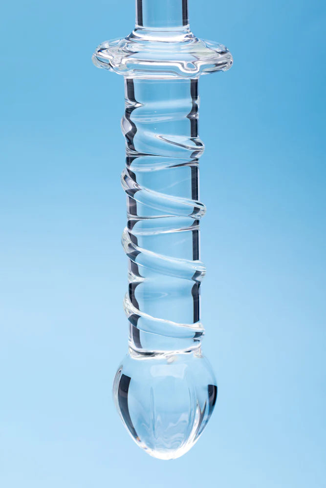 Clarity Elysian Swirl – Handblown Spiral Glass Dildo for Temperature Play
