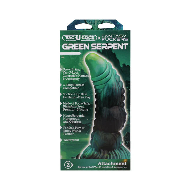 Vac-U-Lock Fantasy Fuckers Green Serpent Silicone Dildo