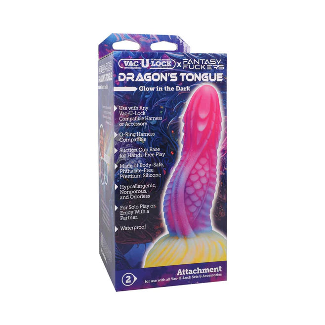 Vac-U-Lock Fantasy Fuckers Dragon’s Tongue Glow-in-the-Dark Silicone Dildo