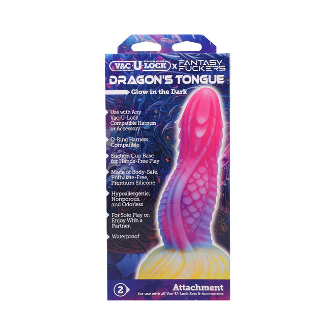 Vac-U-Lock Fantasy Fuckers Dragon’s Tongue Glow-in-the-Dark Silicone Dildo