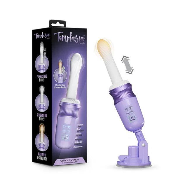 Temptasia Violet Vixen Rechargeable Thrusting Silicone Dildo with Mount