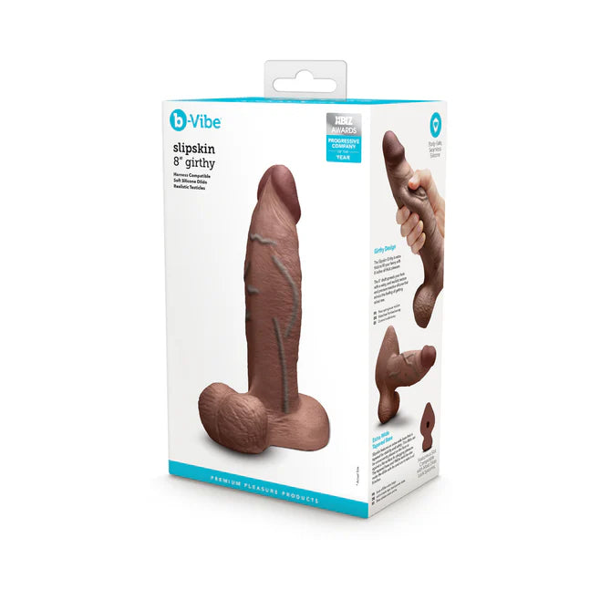 b-Vibe Slipskin Realistic Silicone Dildo 8 in. Girthy – Extra-Girth Lifelike Dildo