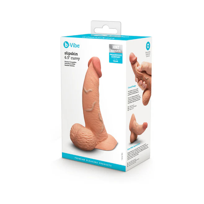 b-Vibe Slipskin Realistic Silicone Dildo 6.5 in. Curved – Lifelike Silicone Dildo