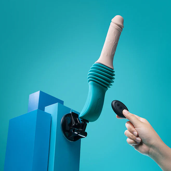 b-Vibe Thrusting Silicone Dildo Machine with Remote – 6.5 Inch