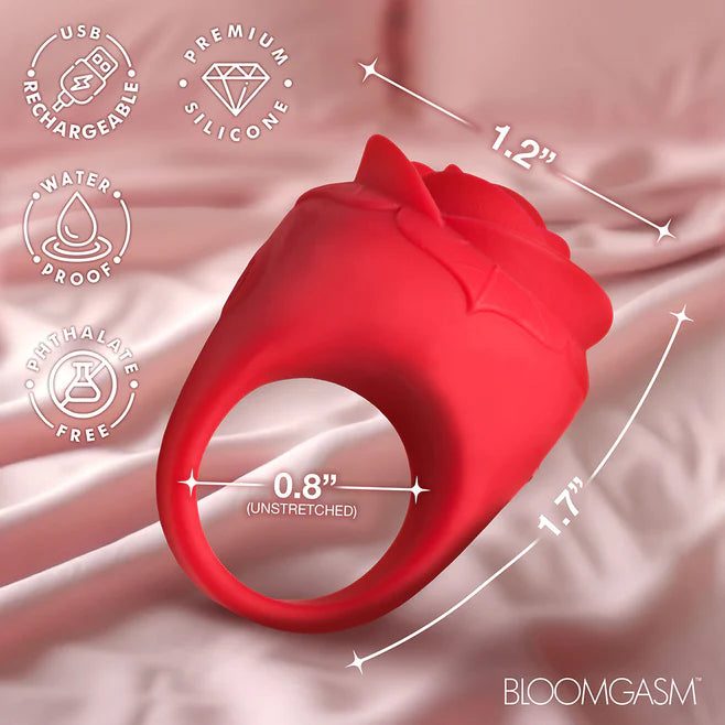 Bloomgasm Rose Ring Rechargeable Silicone Finger Vibrator
