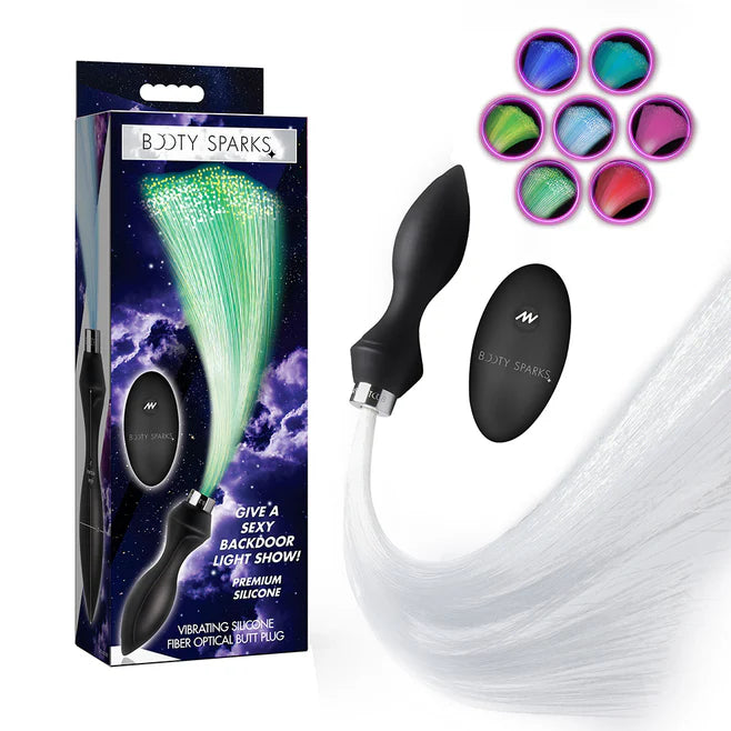 Booty Sparks Vibrating Silicone Optical Fiber Butt Plug with Remote