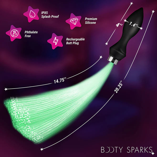 Booty Sparks Vibrating Silicone Optical Fiber Butt Plug with Remote