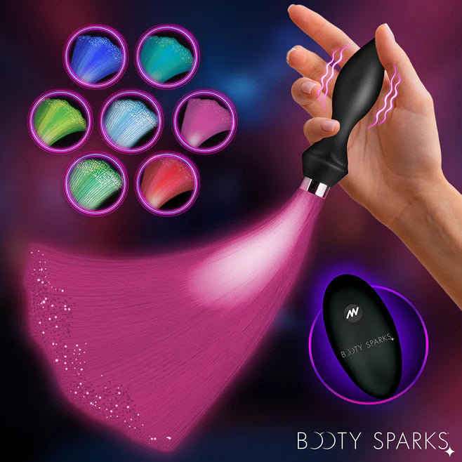 Booty Sparks Vibrating Silicone Optical Fiber Butt Plug with Remote