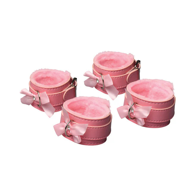Master Series Kawaii Bondage Set Vegan Leather with Collar, Cuffs & Flogger