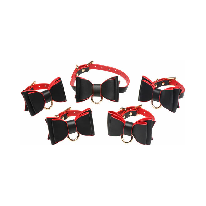 Master Series Goth Bondage Set Vegan Leather with Collar, Cuffs & Chain Leash