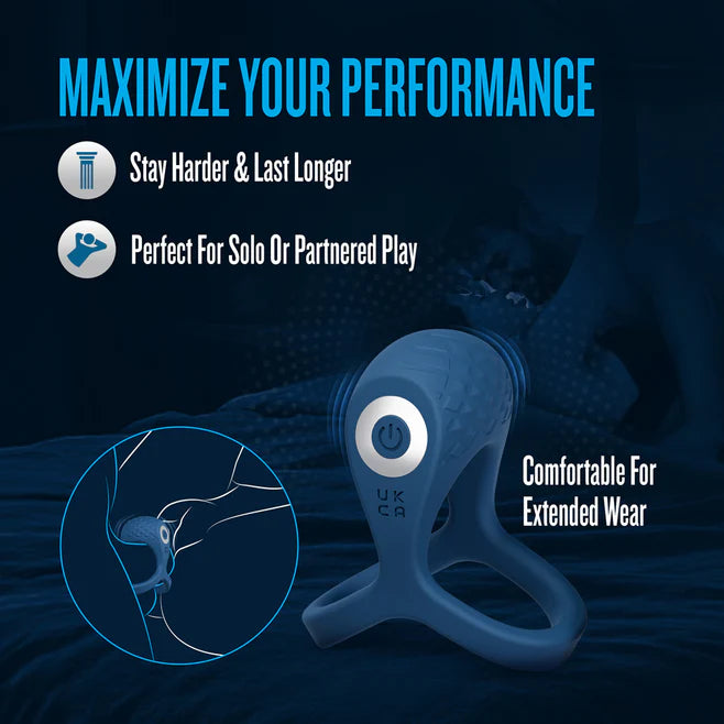 Performance Plus Dual Flex Pro Vibrating Cock Ring & Ball Strap – Rechargeable Silicone