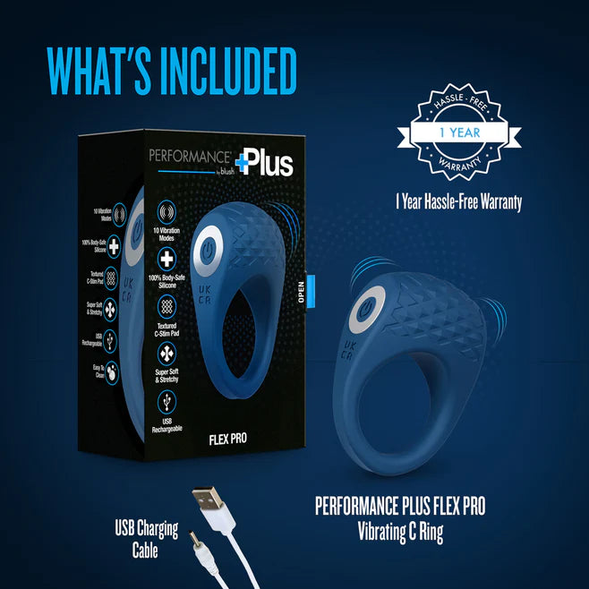 Performance Plus Dual Flex Pro Vibrating Cock Ring – Rechargeable Silicone