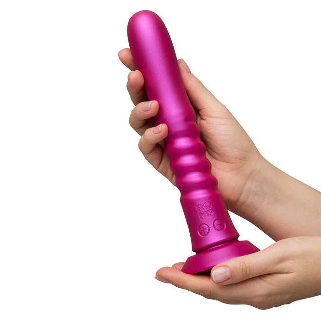 ROMP Jiggle Thrusting Vibrating Dildo – Rechargeable Suction Cup Toy