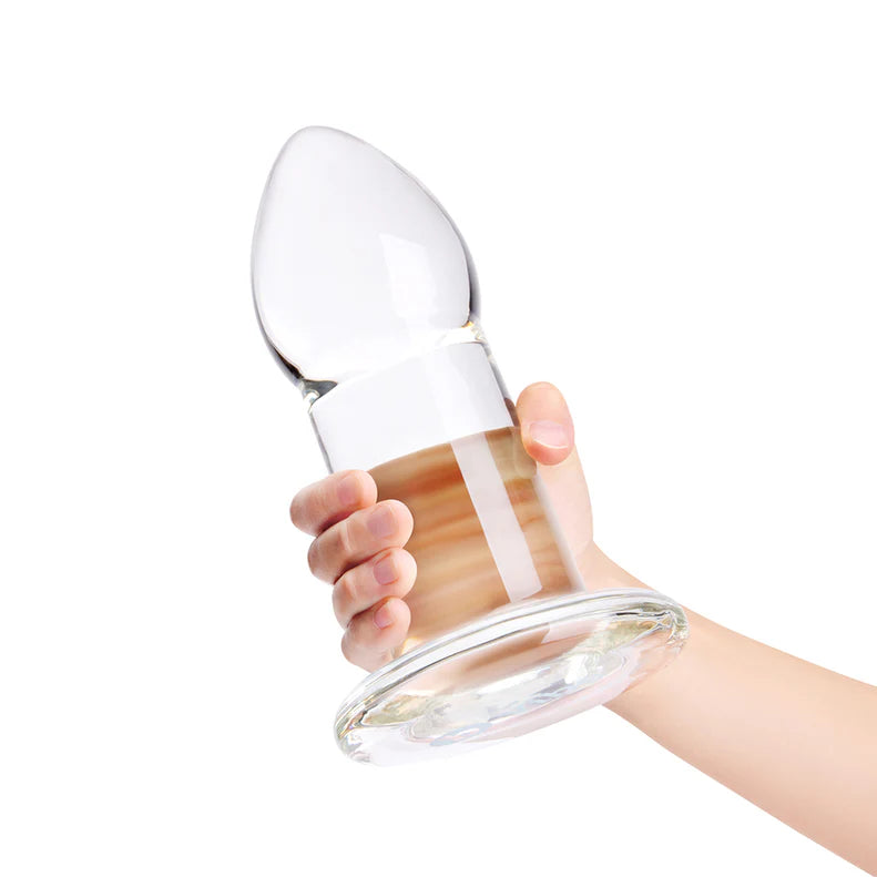 b-Vibe Advanced Glass Anal Dilator 8in – Temperature Play Training Tool