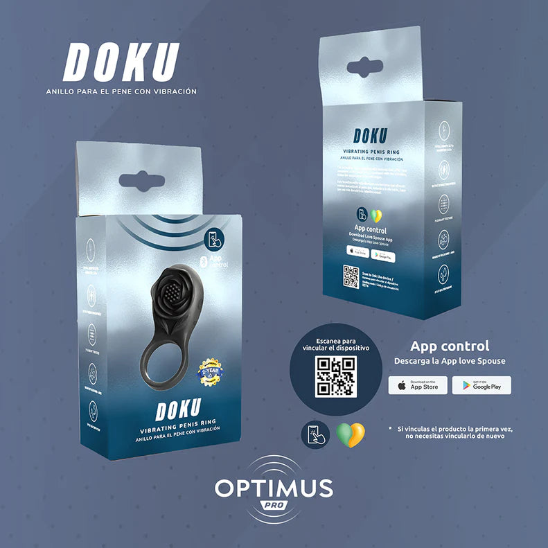 Camtoyz Doku App-Controlled Vibrating Ring – Rechargeable Silicone Cock Ring