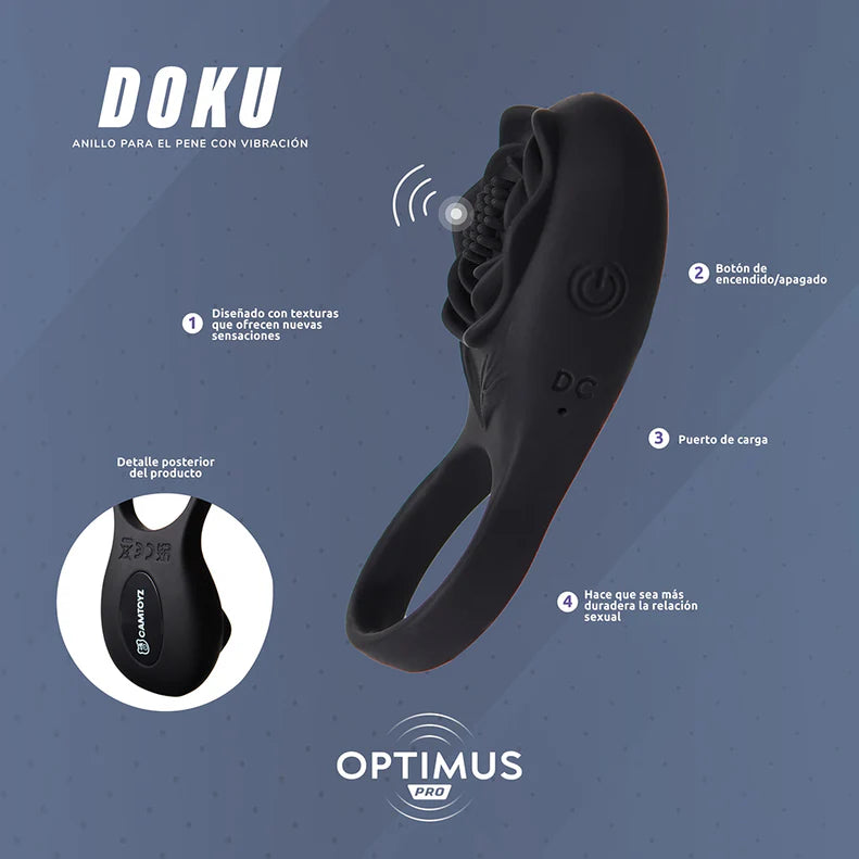 Camtoyz Doku App-Controlled Vibrating Ring – Rechargeable Silicone Cock Ring