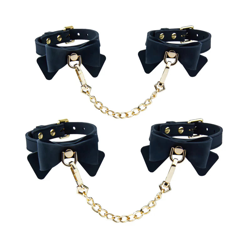 Temptasia Ardor Silicone Wrist and Ankle Restraints with Bow – Adjustable Bondage Set