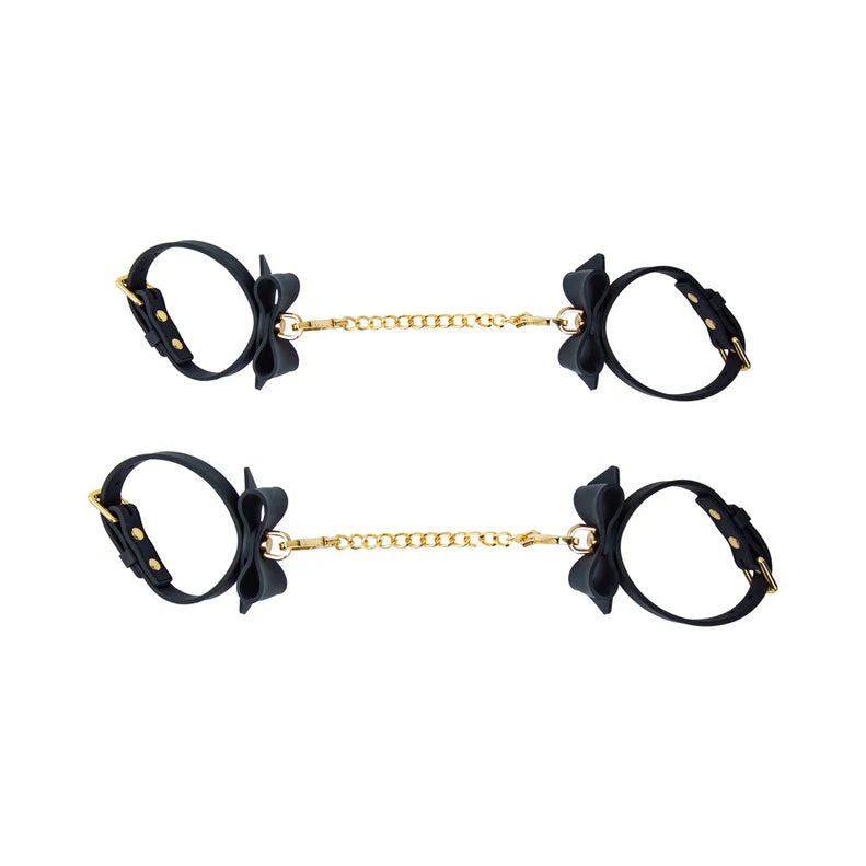 Temptasia Ardor Silicone Wrist and Ankle Restraints with Bow – Adjustable Bondage Set