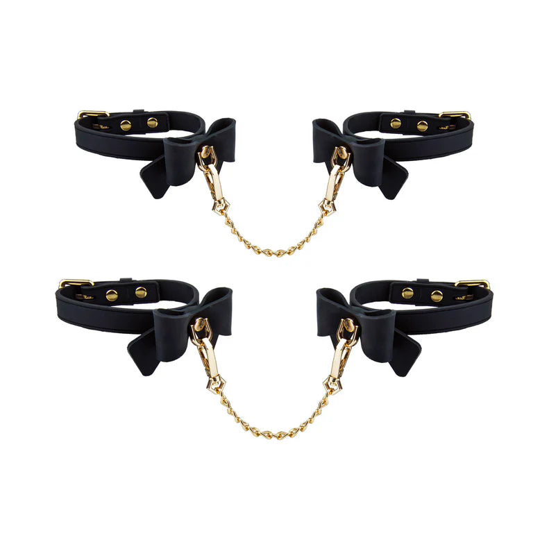 Temptasia Ardor Silicone Wrist and Ankle Restraints with Bow – Adjustable Bondage Set