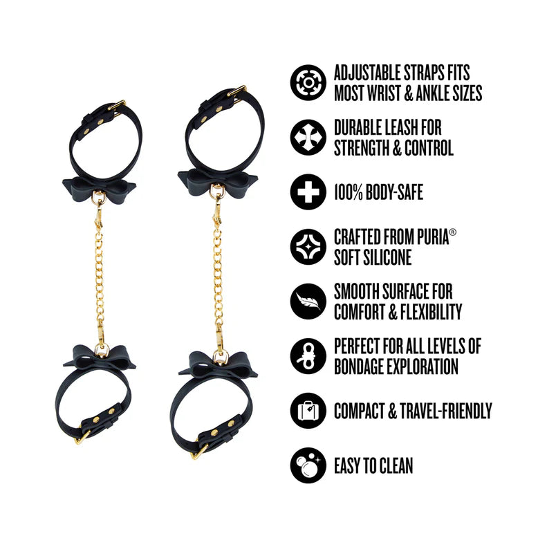 Temptasia Ardor Silicone Wrist and Ankle Restraints with Bow – Adjustable Bondage Set