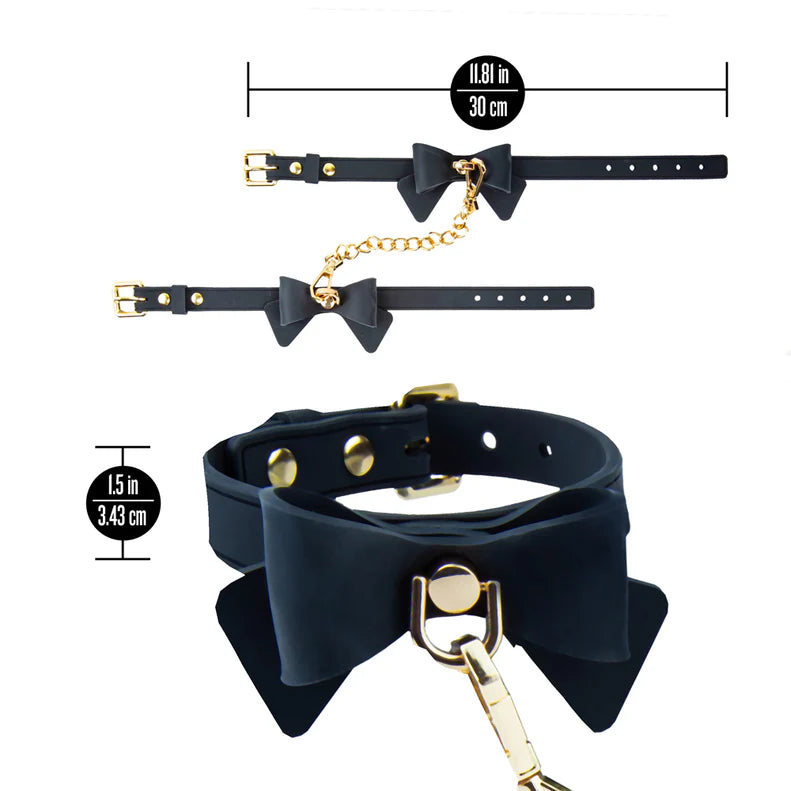 Temptasia Ardor Silicone Wrist and Ankle Restraints with Bow – Adjustable Bondage Set