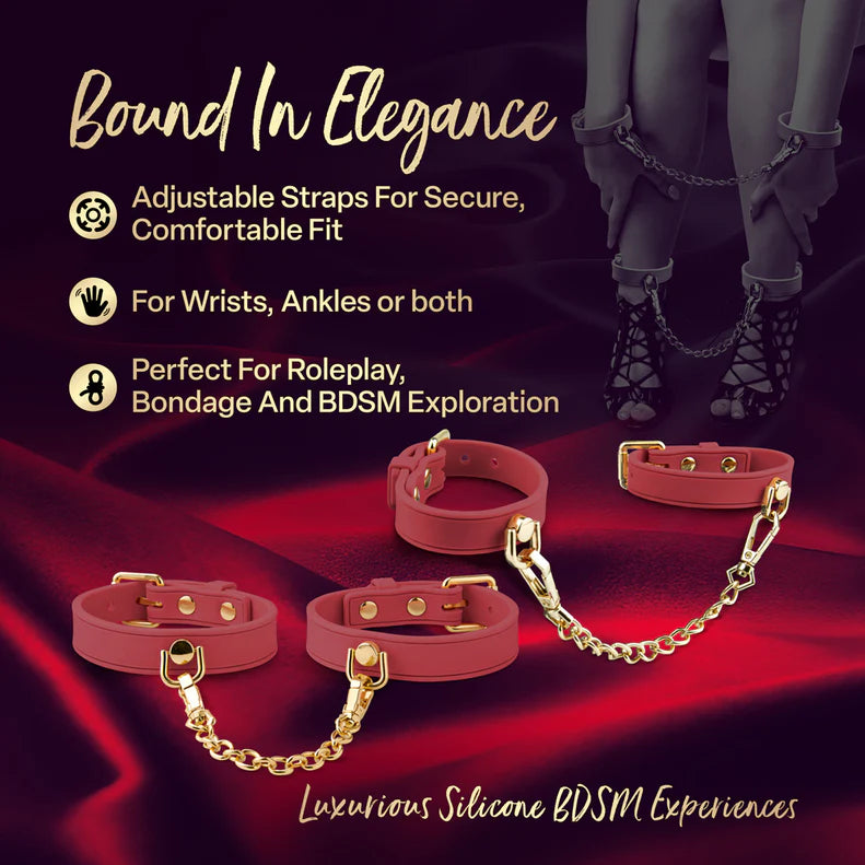 Temptasia Ardor Silicone Wrist and Ankle Restraints – Adjustable Bondage Set