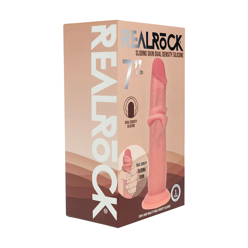 RealRock Dual Layered Silicone Realistic Sliding Skin Dildo 7in