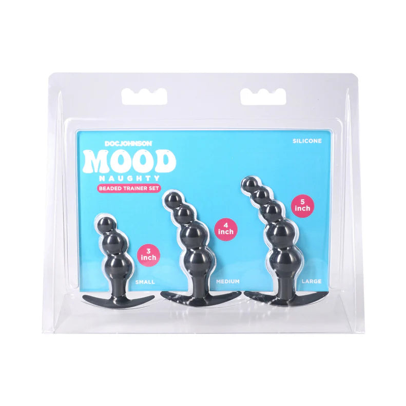 Mood Naughty Beaded Trainer Silicone Anal Plug Set – 3 Piece Graduated Kit