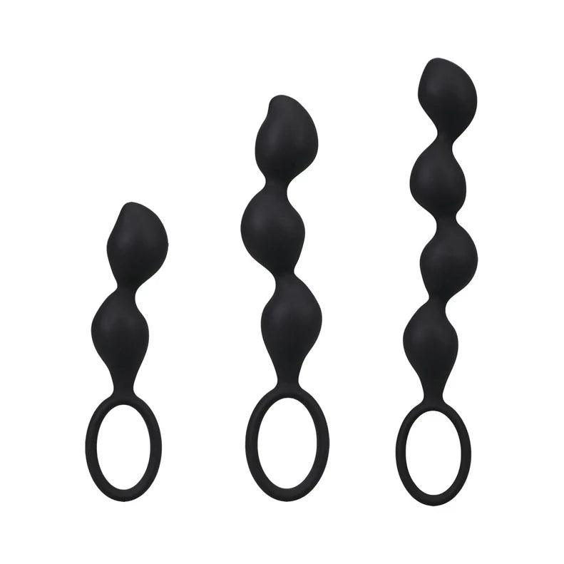 Mood Naughty Contour Beads Trainer Silicone Anal Plug Set – 3 Piece Graduated Kit
