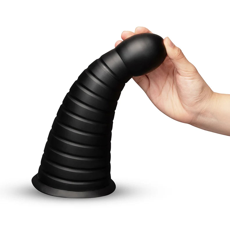 b-Vibe Cone 10in Tapered Ribbed Dildo