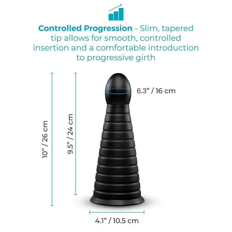 b-Vibe Cone 10in Tapered Ribbed Dildo