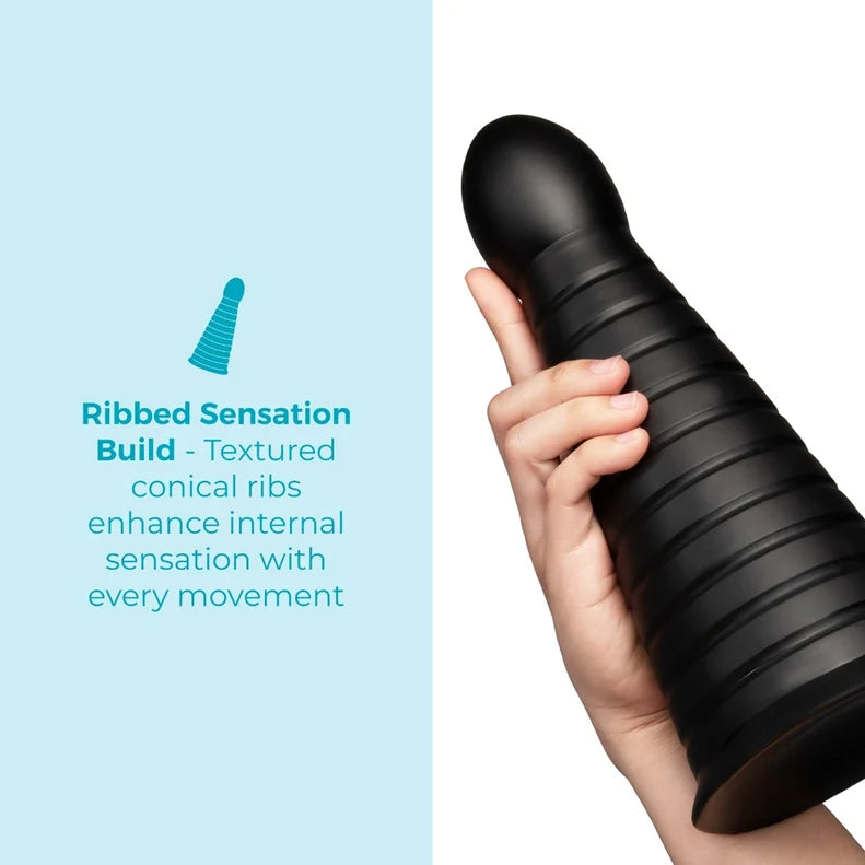 b-Vibe Cone 10in Tapered Ribbed Dildo