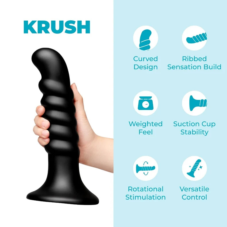 b-Vibe Krush 9.5in Curved Ribbed Dildo