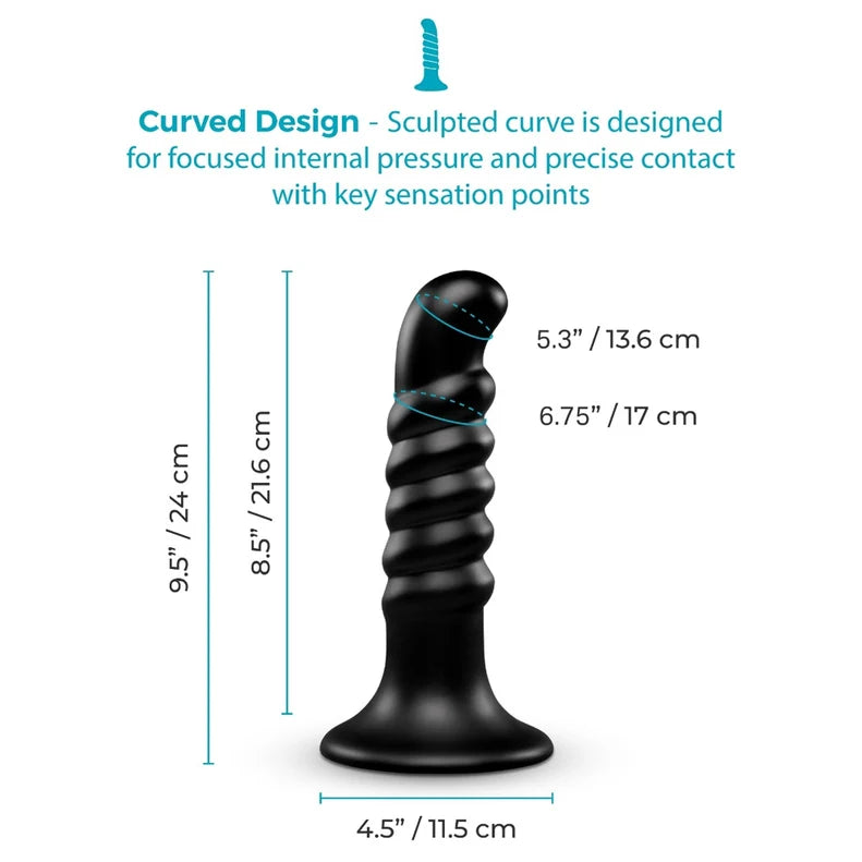 b-Vibe Krush 9.5in Curved Ribbed Dildo