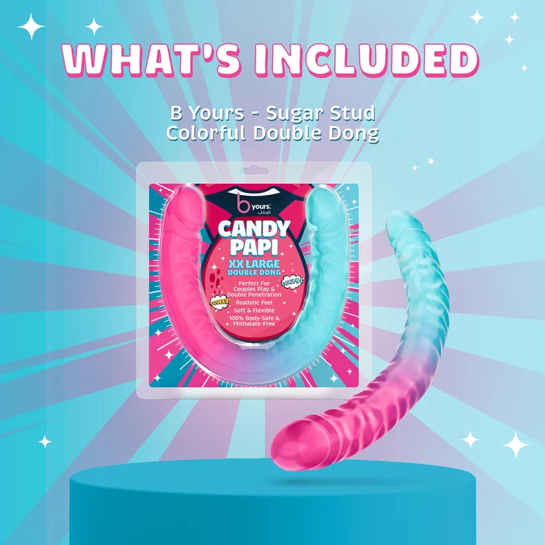 B Yours Candy Papi Double Dildo 17.75in