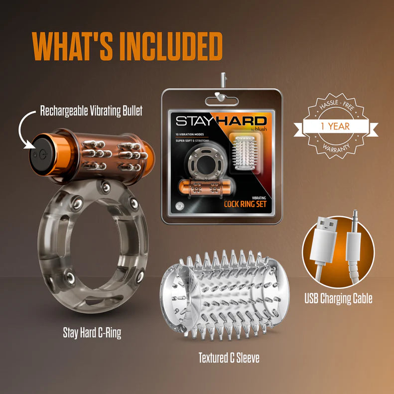 Stay Hard Vibrating Cock Ring Set