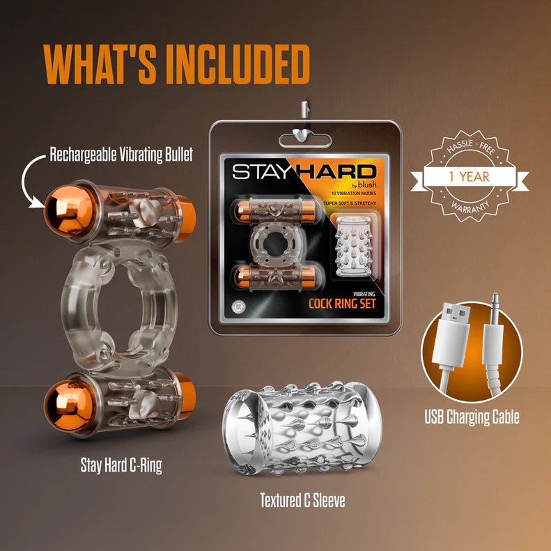 Stay Hard Vibrating Cock Ring Set