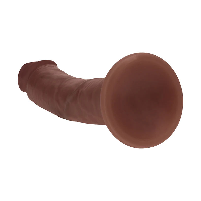 RealRock Dual Layered Silicone Curved Realistic Dildo with Suction Cup 8in