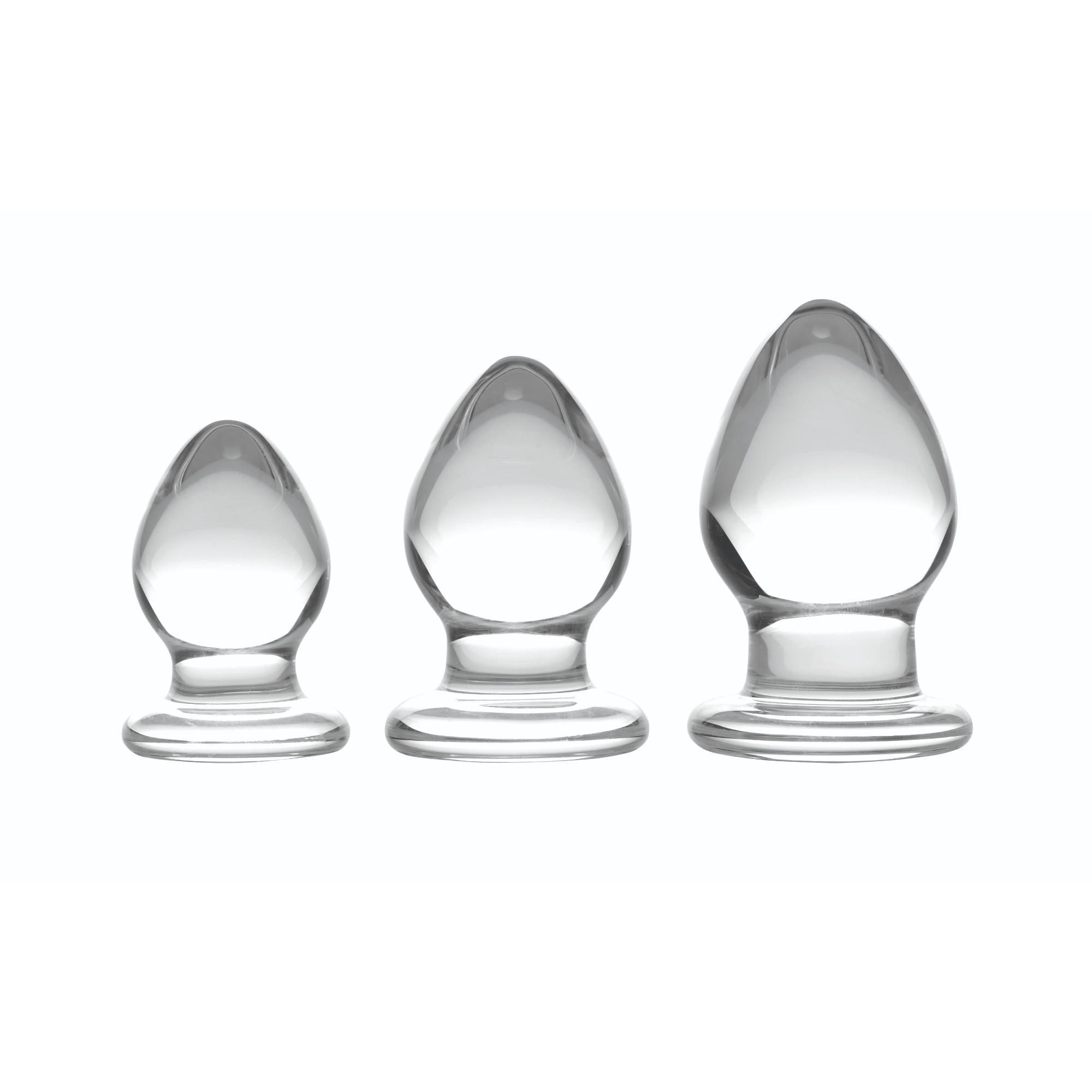 Prisms Erotic Glass Triplets 3 Piece Glass Anal Plug Kit