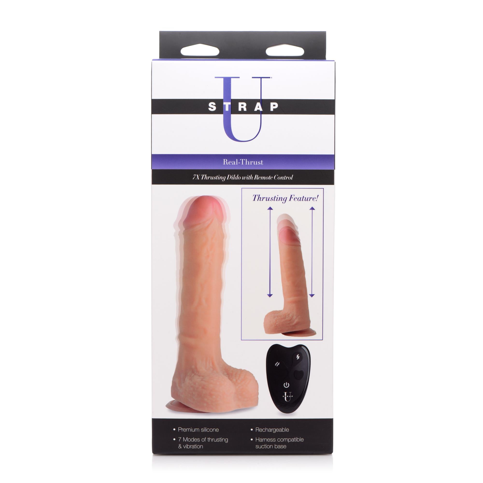 Strap U Real Thrust Thrusting and Vibrating Silicone Dildo