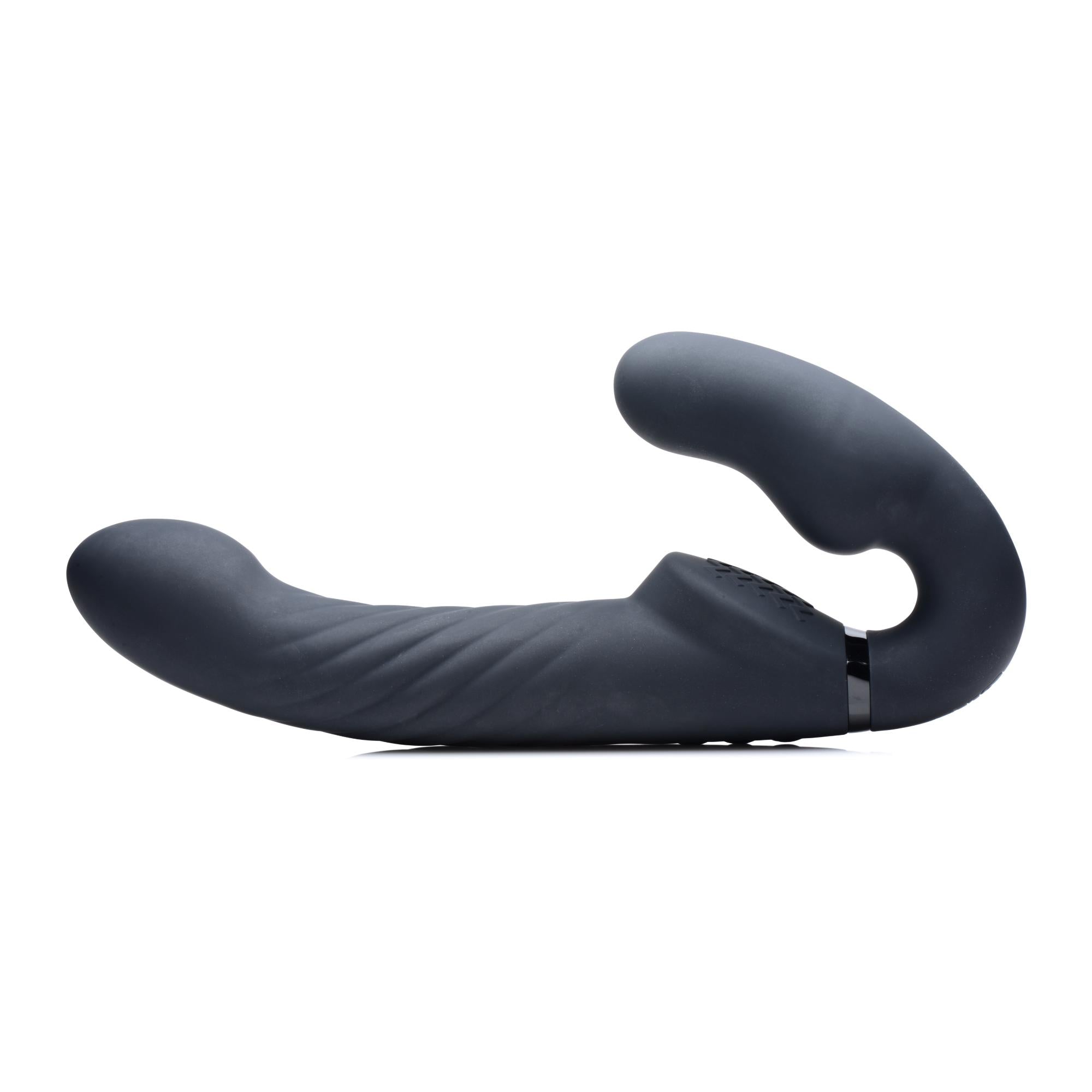 Strap U 10X Swirl Ergo-Fit Inflatable & Vibrating  Strapless Strap-On -Black