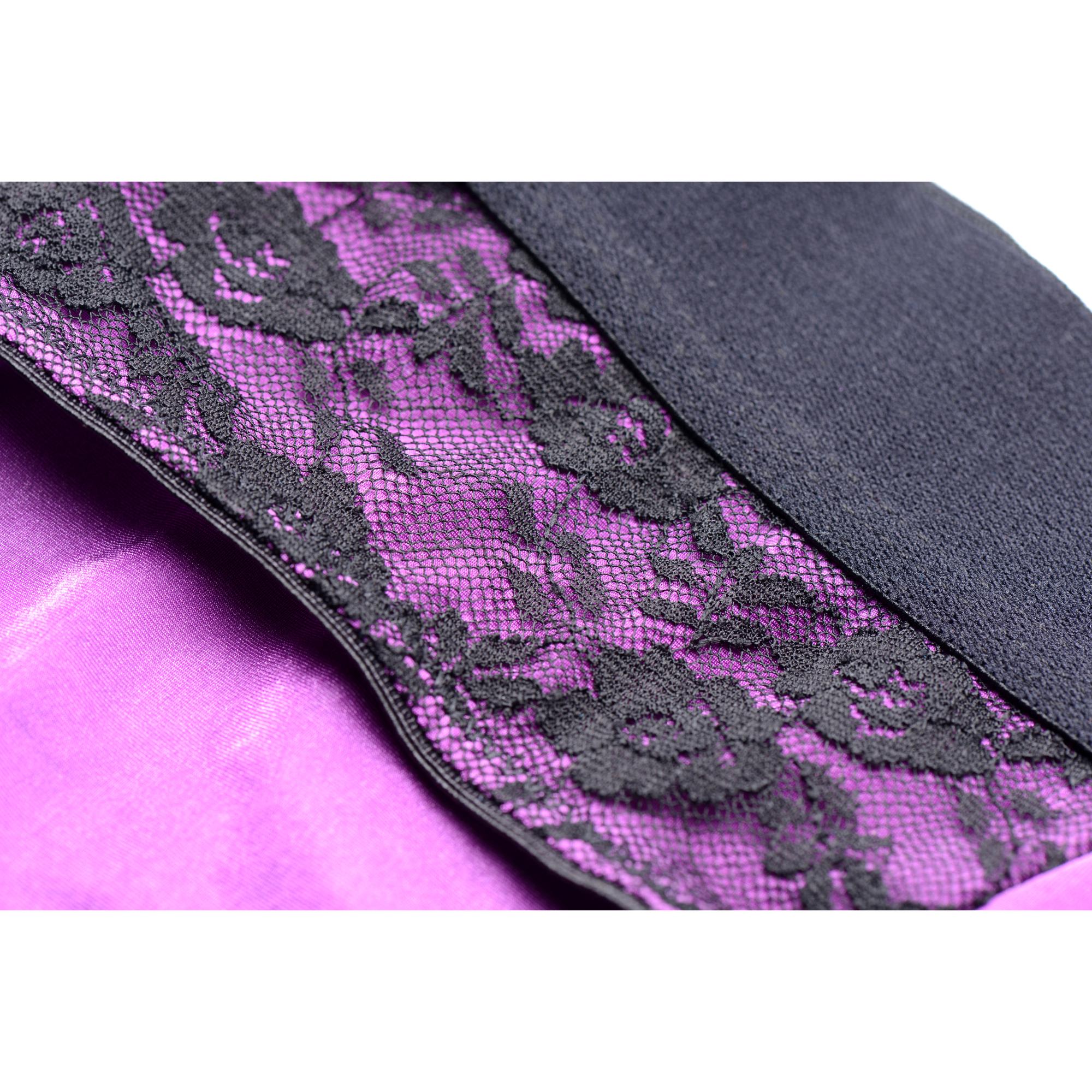 Strap U Lace Envy Crotchless Panty Harness - Purple