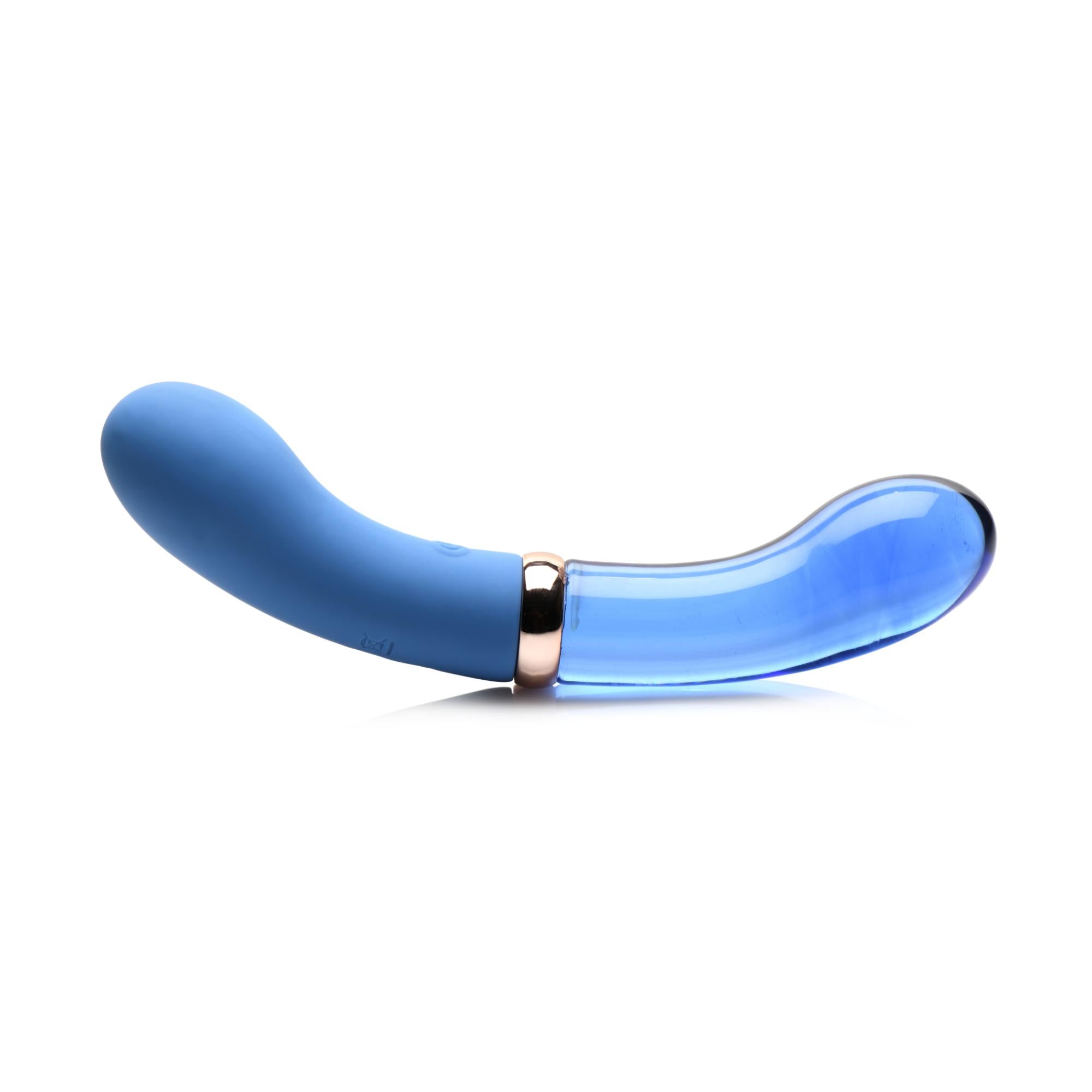 Prisms Erotic Glass Vibra-Glass 10X Bleu Dual Ended G-Spot Silicone/Glass Vibrator