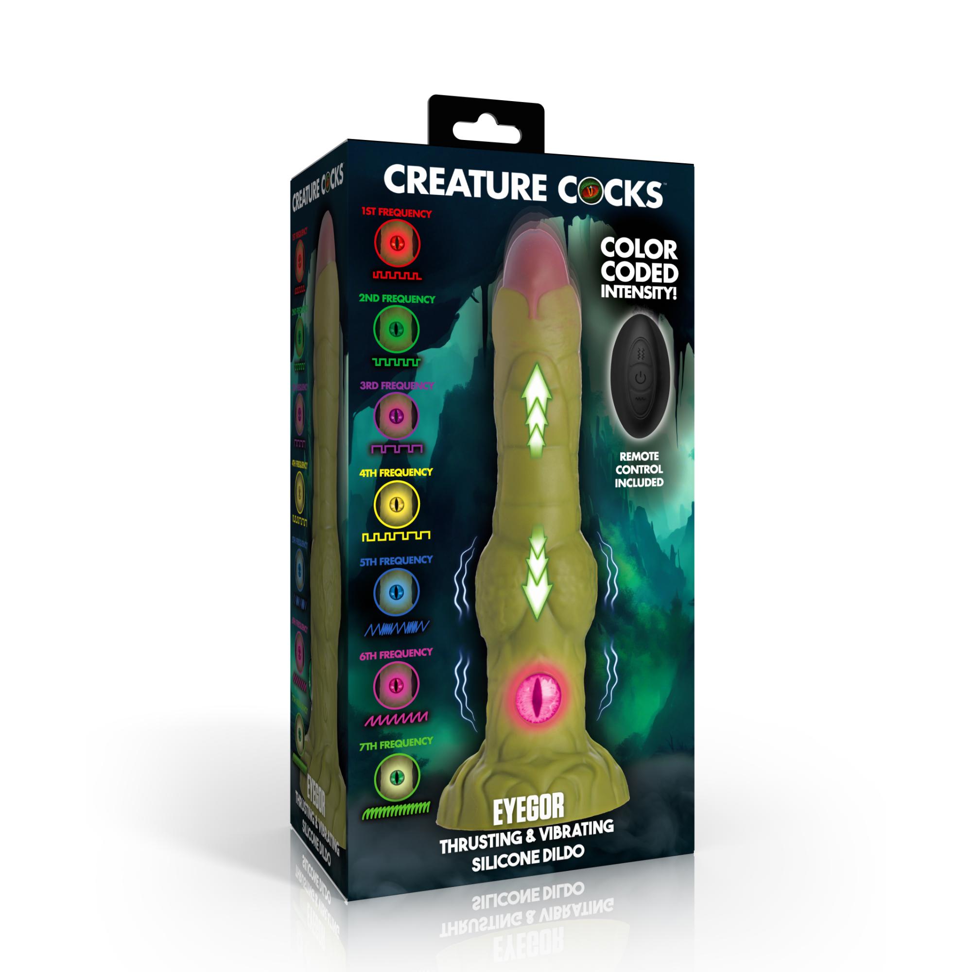 Creature Cocks Eyegor – Thrusting & Vibrating Rechargeable Silicone Dildo with Remote