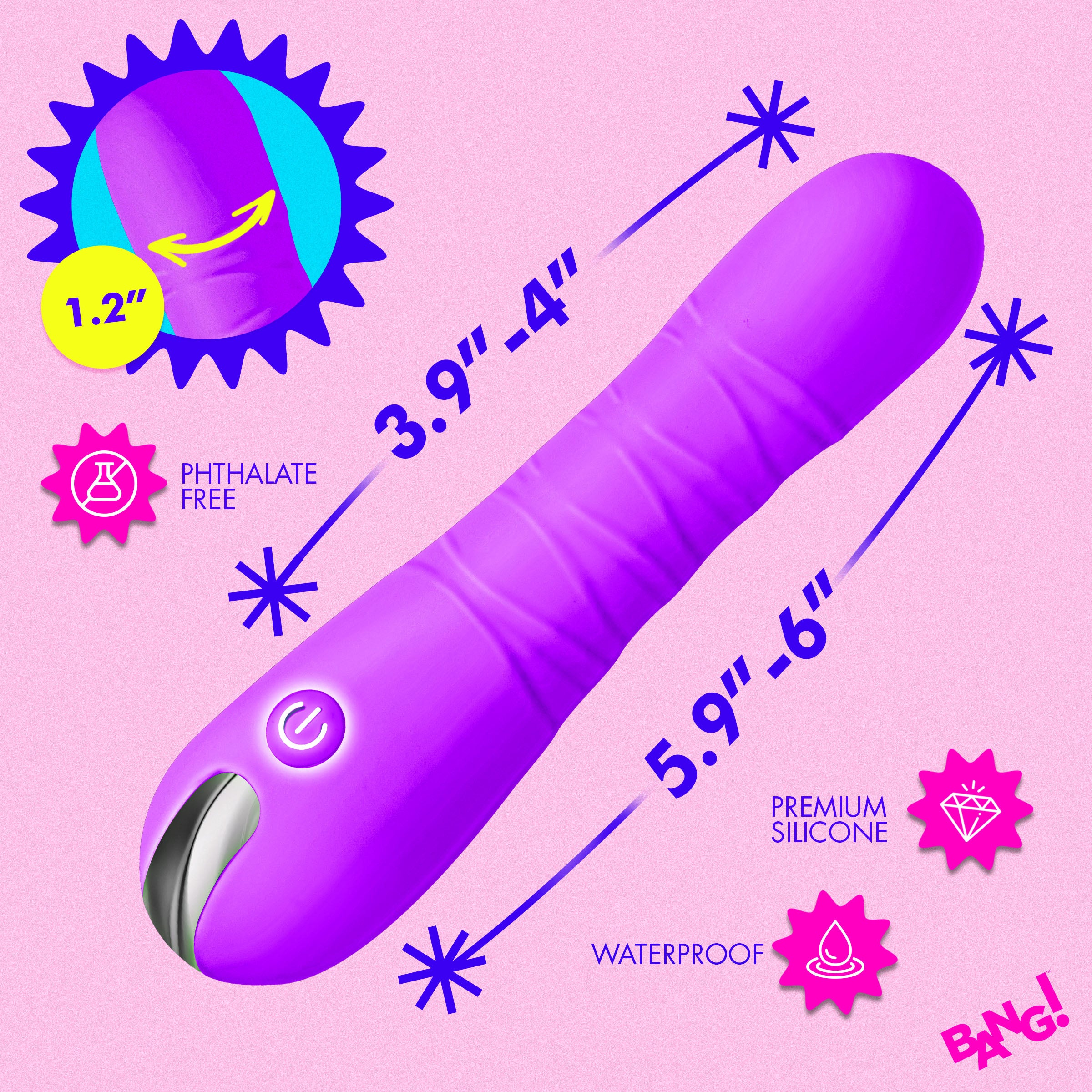 Bang! Thrusting Rechargeable Silicone Vibrator