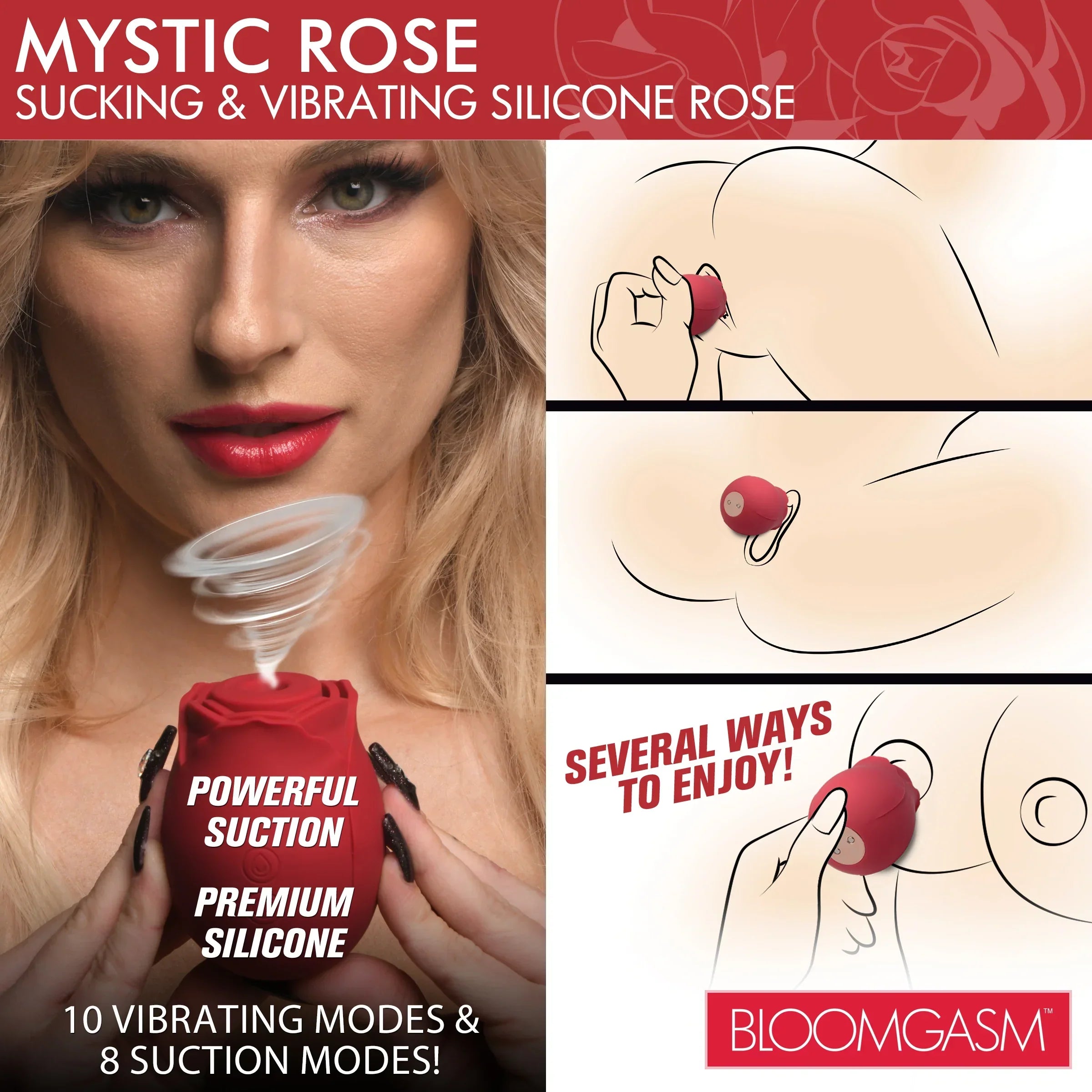 Bloomgasm Mystic Rose Rechargeable Silicone Sucking & Vibrating Clitoral Stimulator