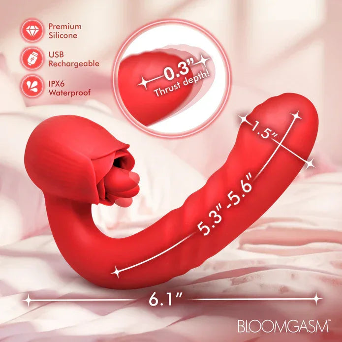 Bloomgasm Boom Bloom Thrusting & Licking Rose Vibrator