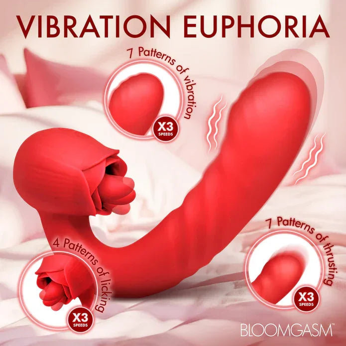 Bloomgasm Boom Bloom Thrusting & Licking Rose Vibrator